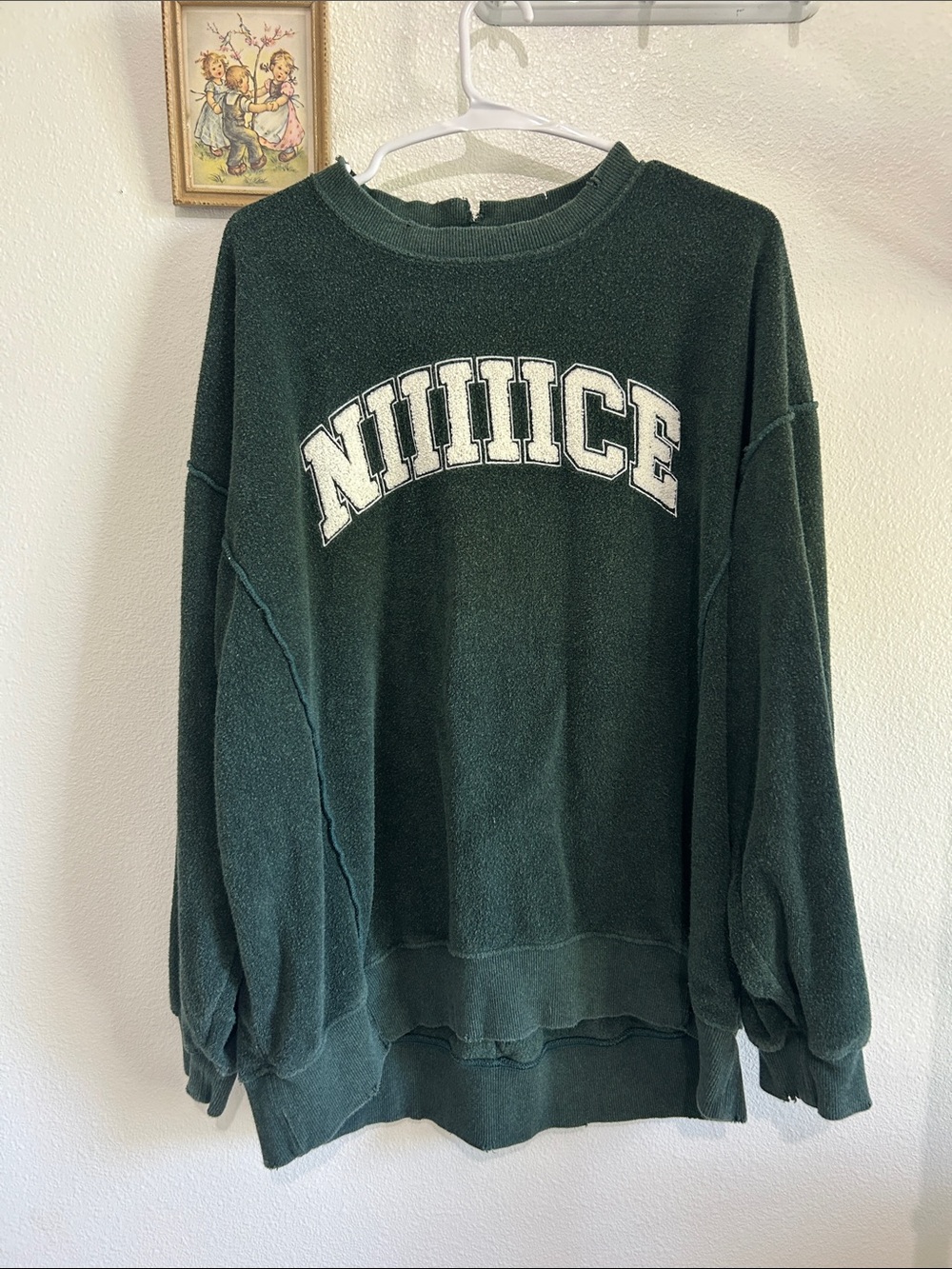 aerie Dark Green Crewneck Sweatshirt with White Arch Logo